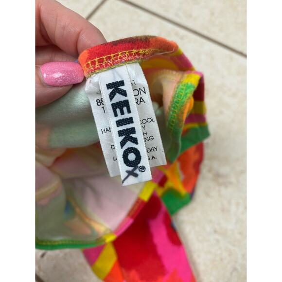 Keiko VTG Pink One Piece Swimsuit Skirt Set Abstract Colorful Vibrant Sz L - Picture 11 of 16